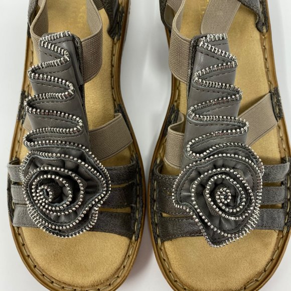 Rieker Gray Zipper Sandals Size 38 - Picture 2 of 11